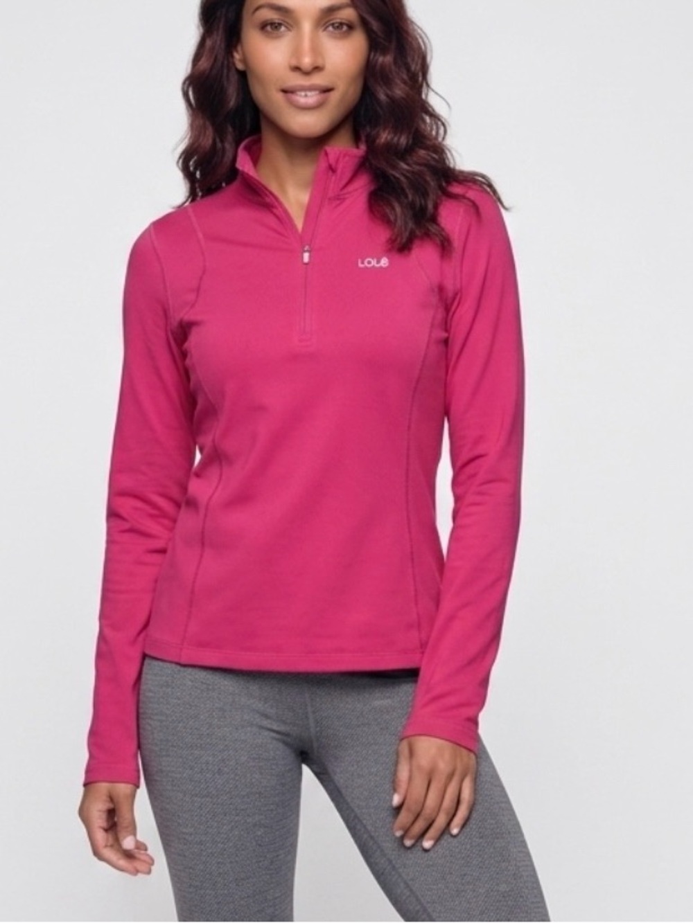 Lolë Women's Fuchsia 3/4-Zip Pullover Top Performance Shirt